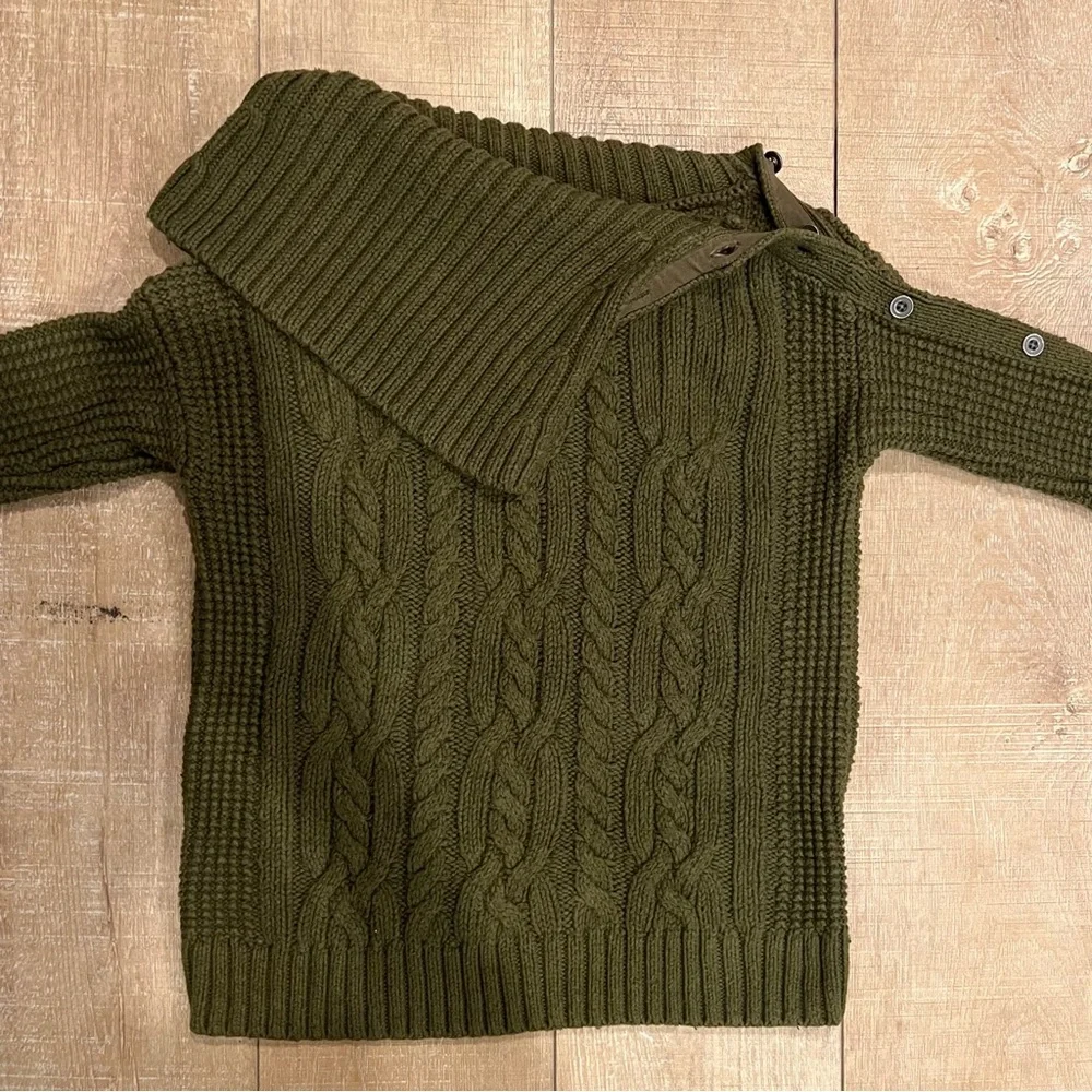 Army Green Sweater with Side Buttons - Picture 1 of 8